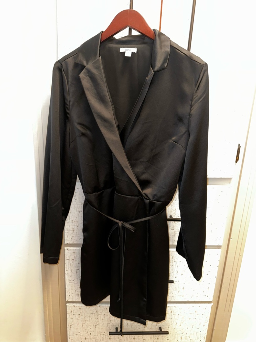 Bar III Black Satin Blazer Mini Dress